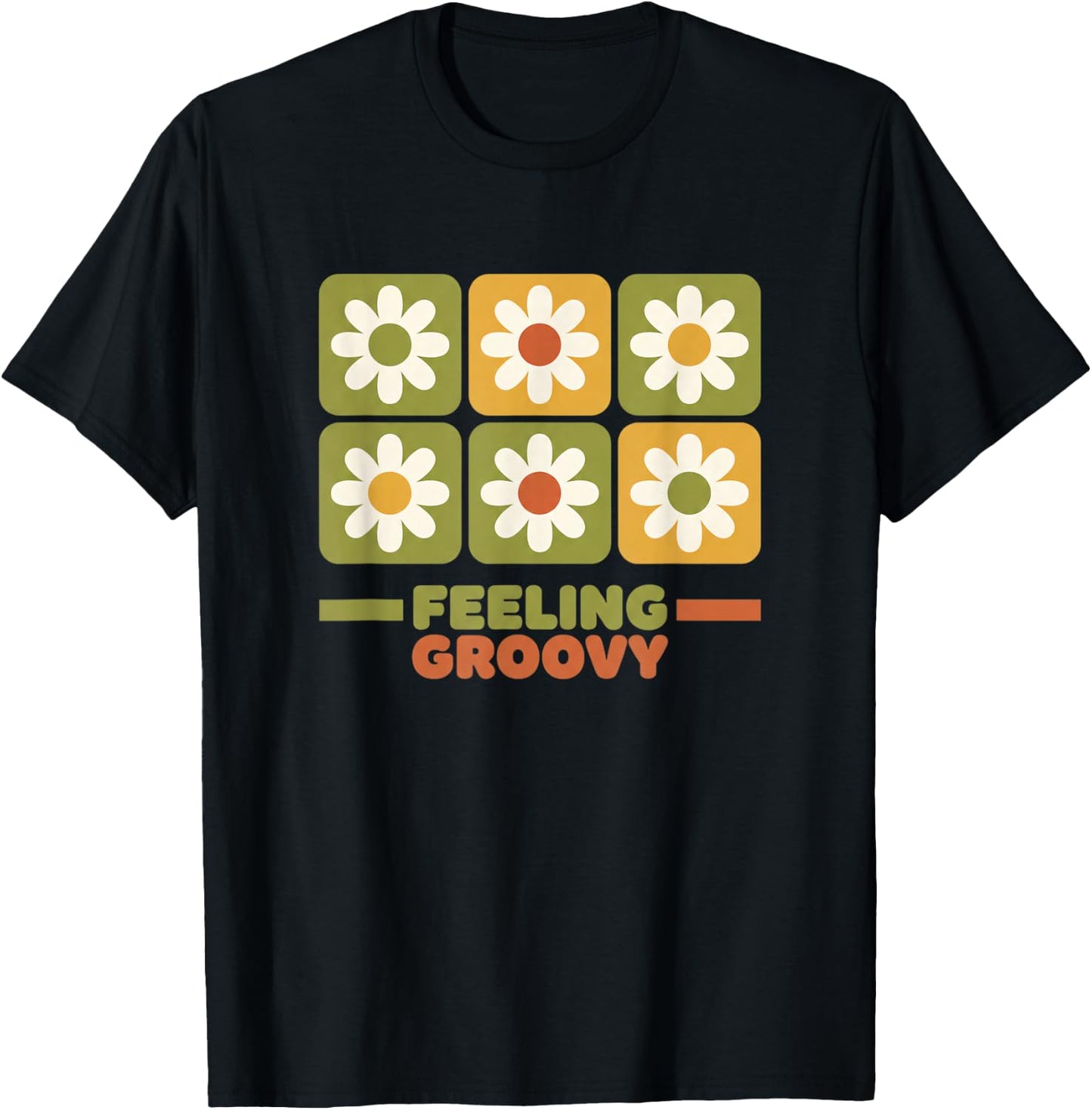 Feeling Groovy Retro Daisy 1970S Floral Nostalgia T-Shirt - T-Shirt | Black