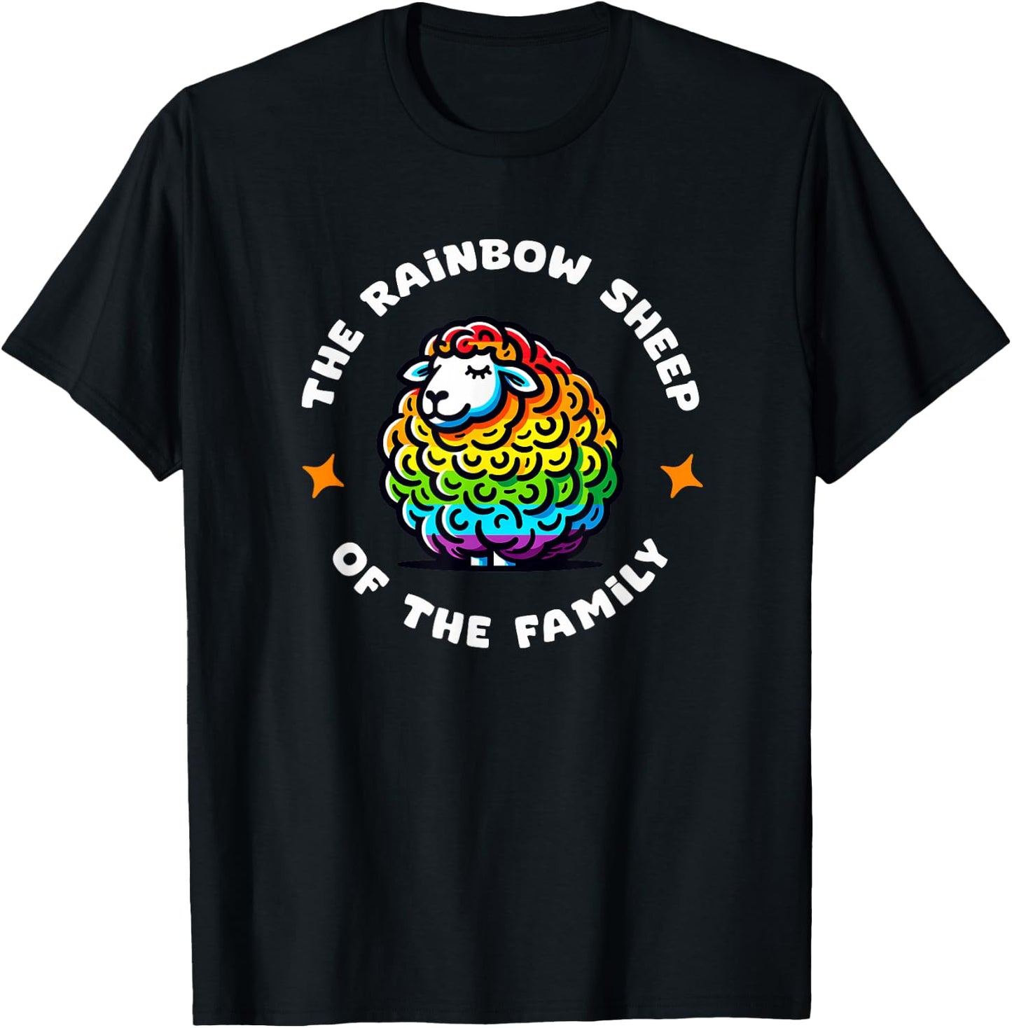 Rainbow Sheep of the Family 2024 Gay Pride Allies LGBTQ+ T-Shirt - T-Shirt | Black