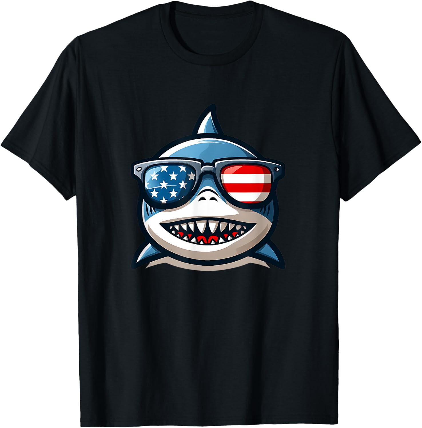 4th Of July Funny Shark Lover Patriotic Shark T-Shirt - T-Shirt | Black