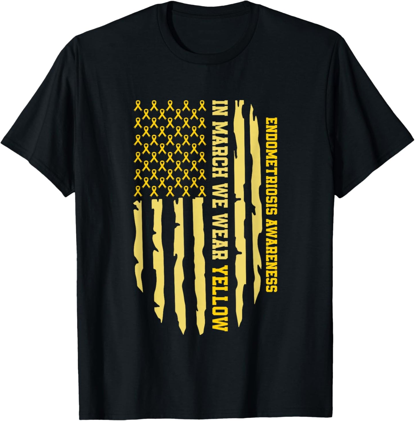 In March We Wear Yellow Endometriosis Awareness Month T-Shirt - T-Shirt | Black