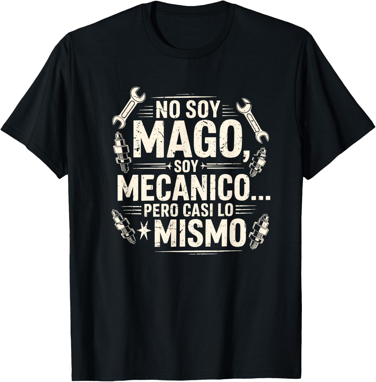 Funny No Soy Mago Soy Mecánico Car Mechanic Spanish T-Shirt - T-Shirt | Black