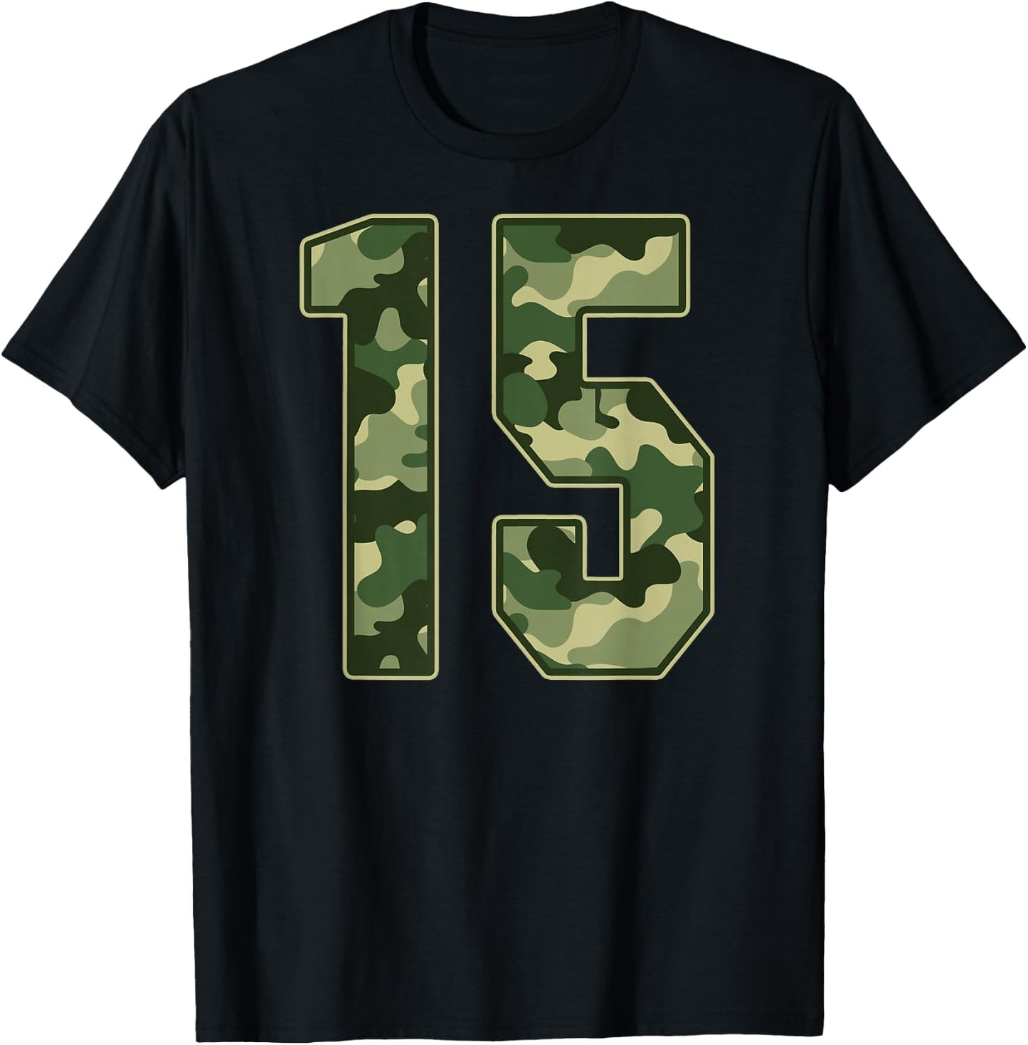 Camo #15 Jersey Number 15 Uniform Fan Favorite Player T-Shirt - T-Shirt | Black