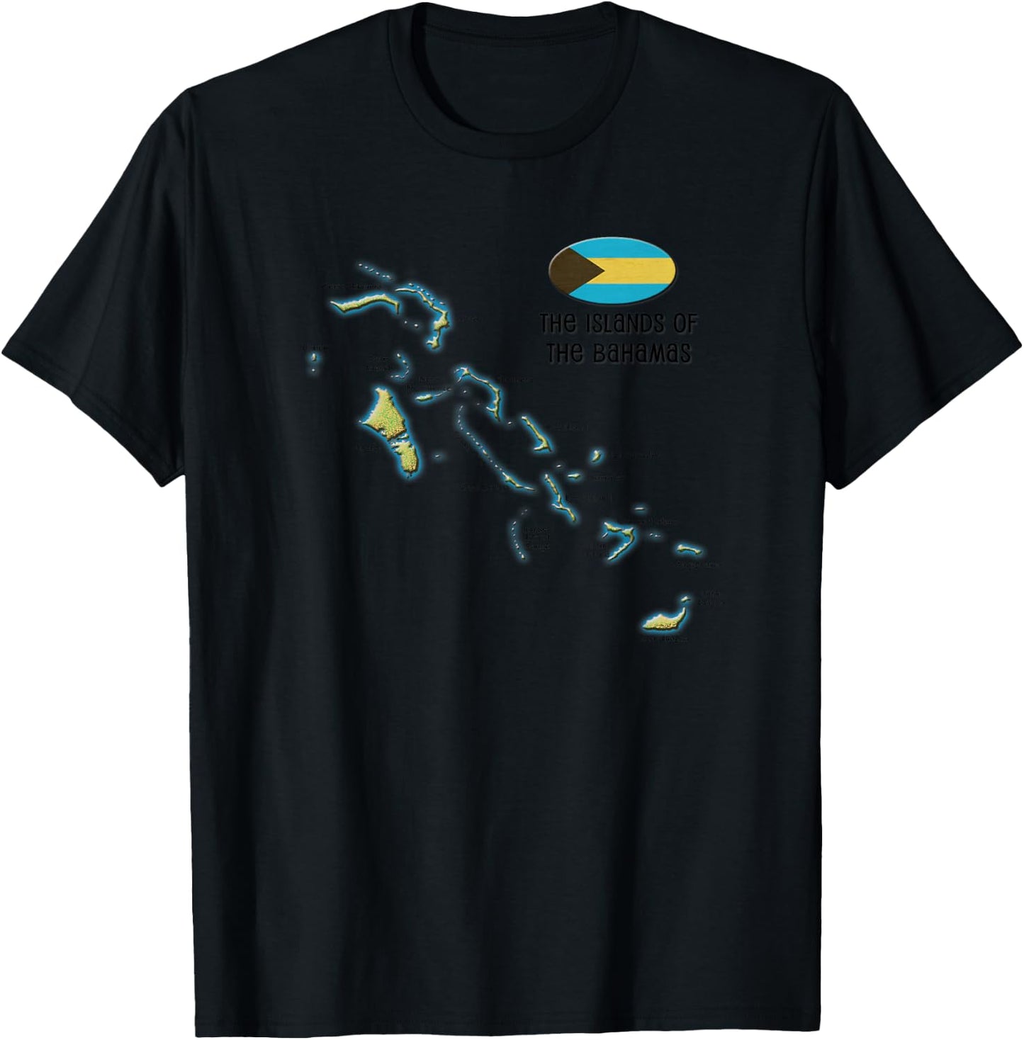 Bahamas, The Islands of, Map T-Shirt - T-Shirt | Black