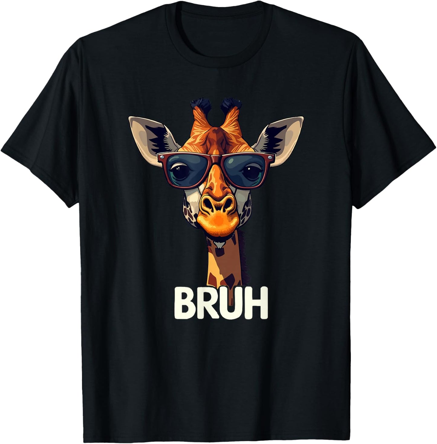 Funny Giraffe Meme BRUH Teenager kids men women Graphic T-Shirt - T-Shirt | Black
