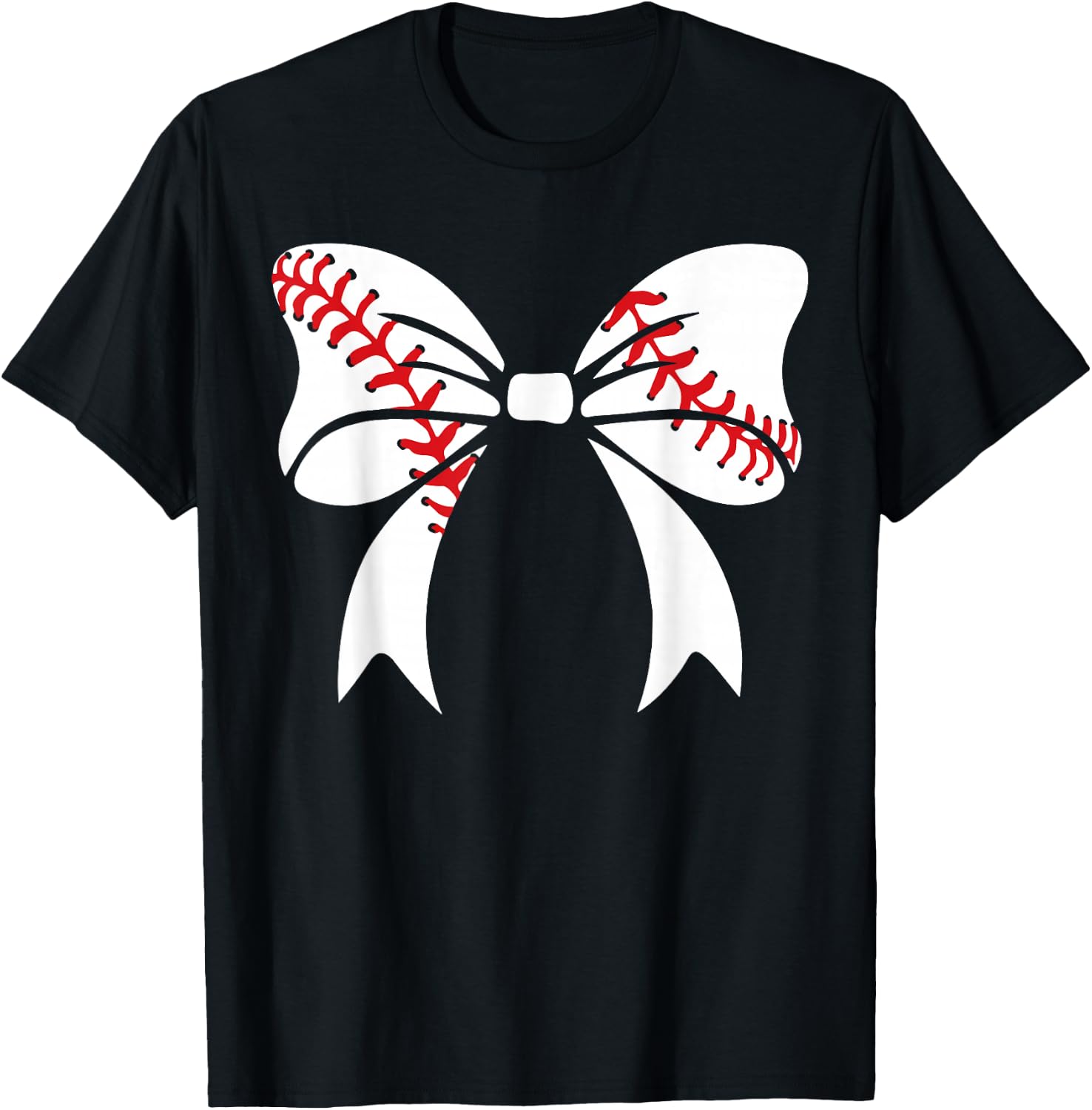 Baseball Bow Baseball Mom Mothers Day Women Baseball Mama T-Shirt - T-Shirt | Black