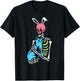 Skeleton Hug Cat Easter Bunny Ears Spring Men Women Kids T-Shirt - T-Shirt | Black