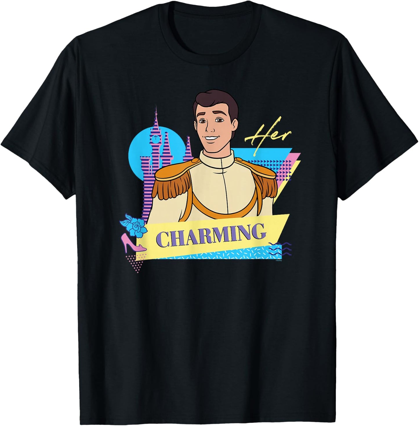 Disney Cinderella Retro Couples Matching Her Prince Charming , Black, S T-Shirt - T-Shirt | Black