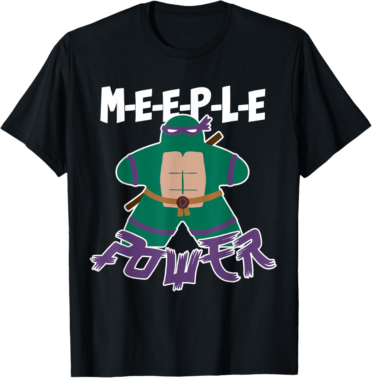Meeple Power Turtles Cartoon Board Games Adults 80s Retro T-Shirt - T-Shirt | Black