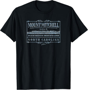 JCombs: Mount Mitchell, Blue Ridge Mtns, NC (Distressed) T-Shirt - T-Shirt | Black