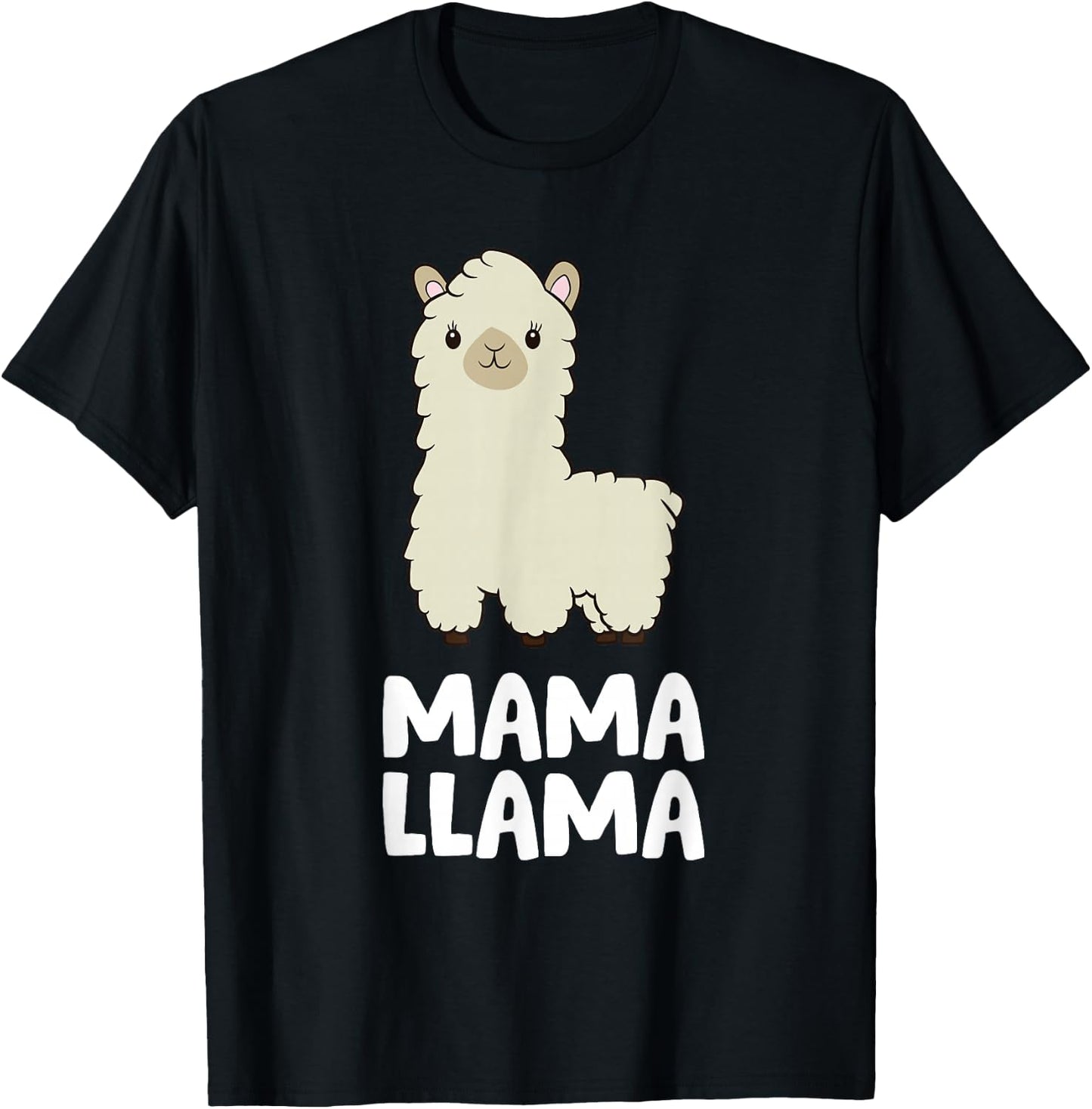 Women Llama Mom Mama Llama T-Shirt - T-Shirt | Black