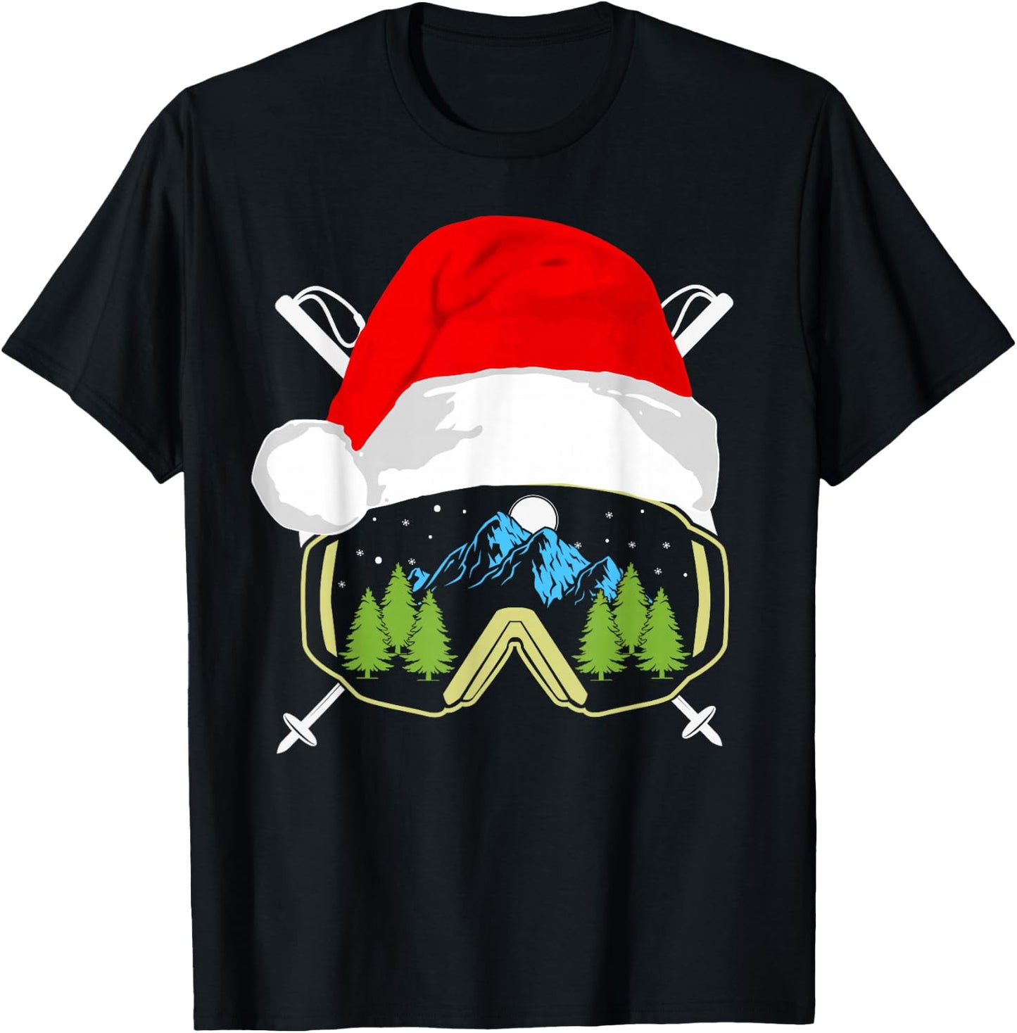 Skiing Christmas Santa Apparel Kids Snowboard Pajama T-Shirt - T-Shirt | Black