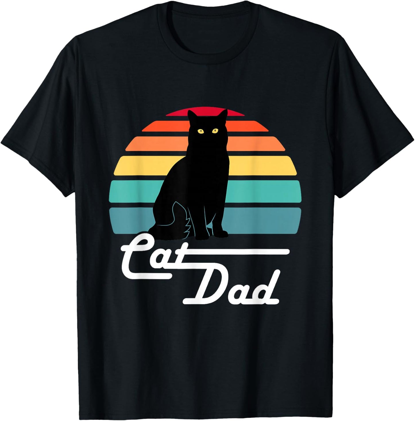 Cat Dad - Vintage Style Cat Lover Gift T-Shirt - T-Shirt | Black