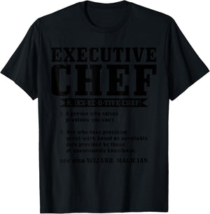 Executive Chef Definition Funny Chef Cook Cooking T-Shirt - T-Shirt | Black