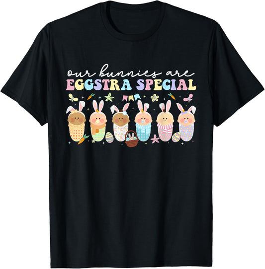 Our Bunnies NICU Nurse Easter Bunny NICU Nursing Easter Day T-Shirt - T-Shirt | Black