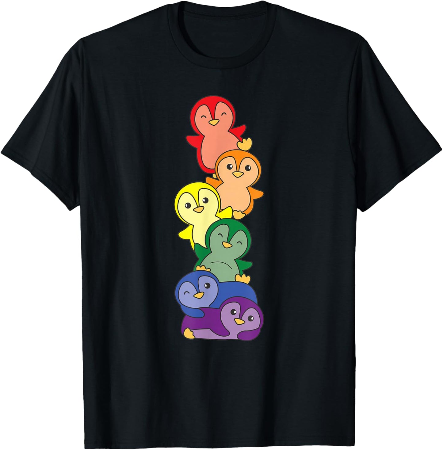 Rainbow Flag Gay Pride LGBTQ Penguin T-Shirt - T-Shirt | Black