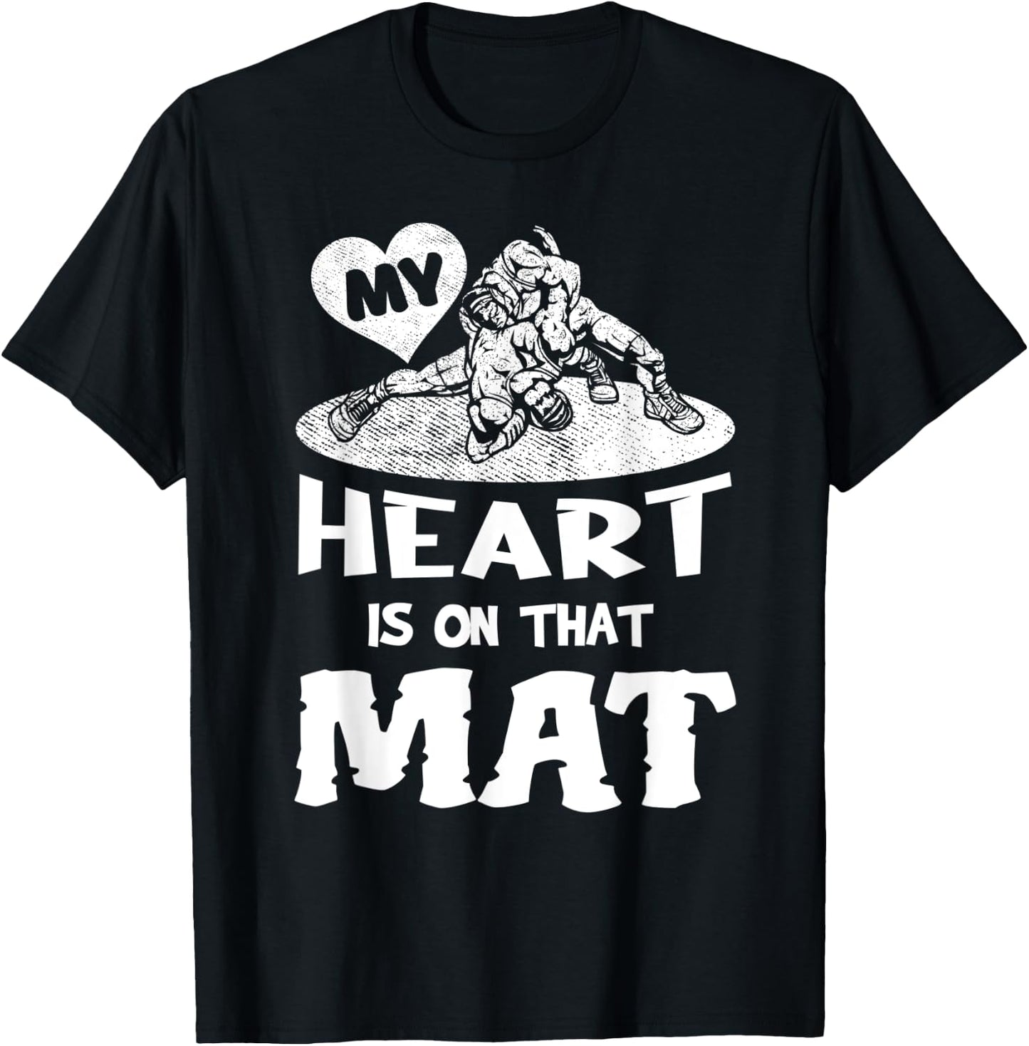 My Heart Is On That Mat Martial Arts Wrestling Mom Mama T-Shirt - T-Shirt | Black