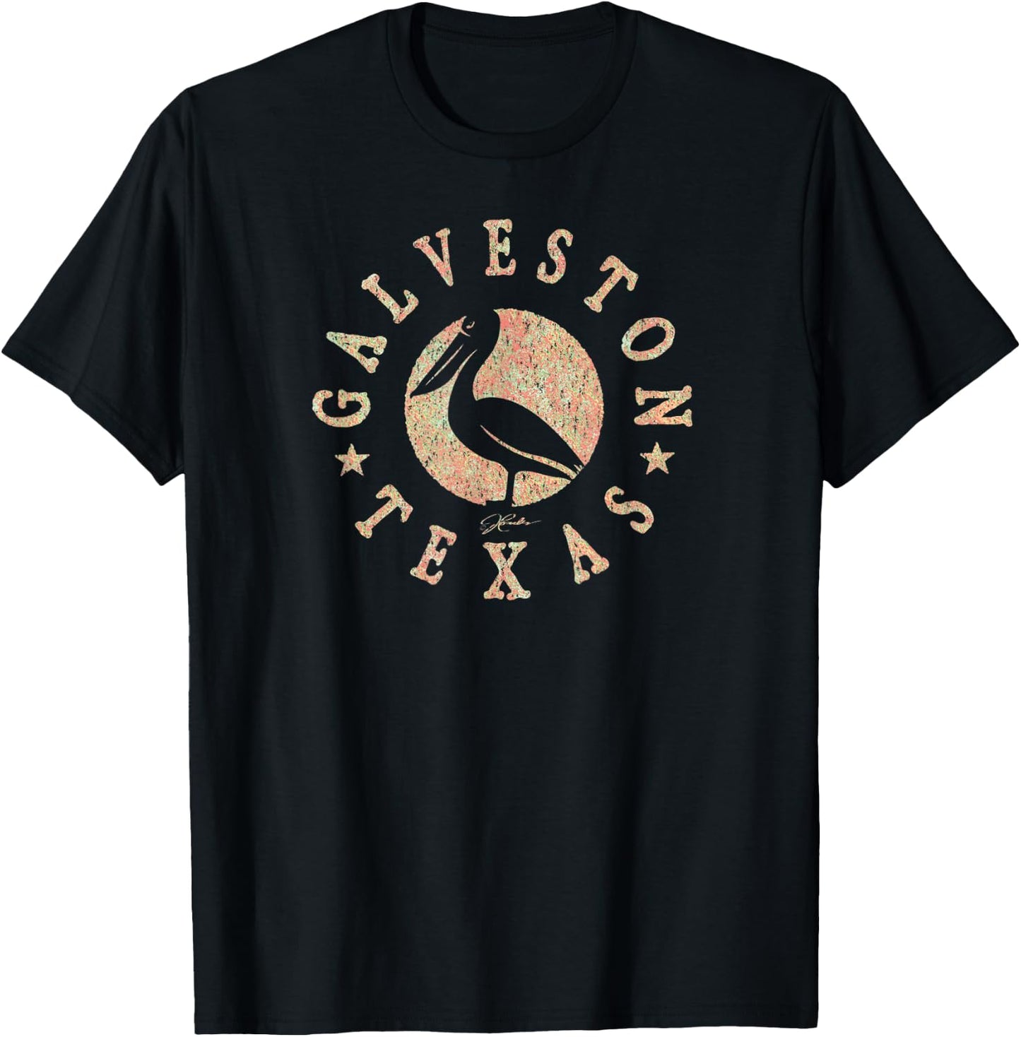 JCombs: Galveston, Texas, Pelican T-Shirt - T-Shirt | Black