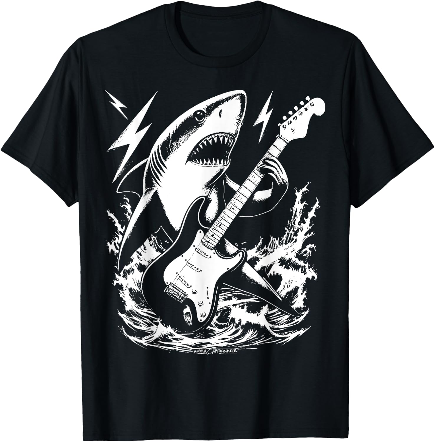 Rockin’ Shark Playing Electric Guitar T-Shirt - T-Shirt | Black