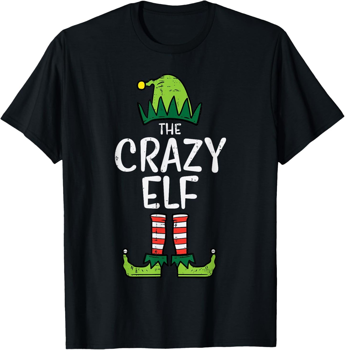 Crazy Elf Xmas PJs Matching Christmas Pajamas For Family T-Shirt - T-Shirt | Black