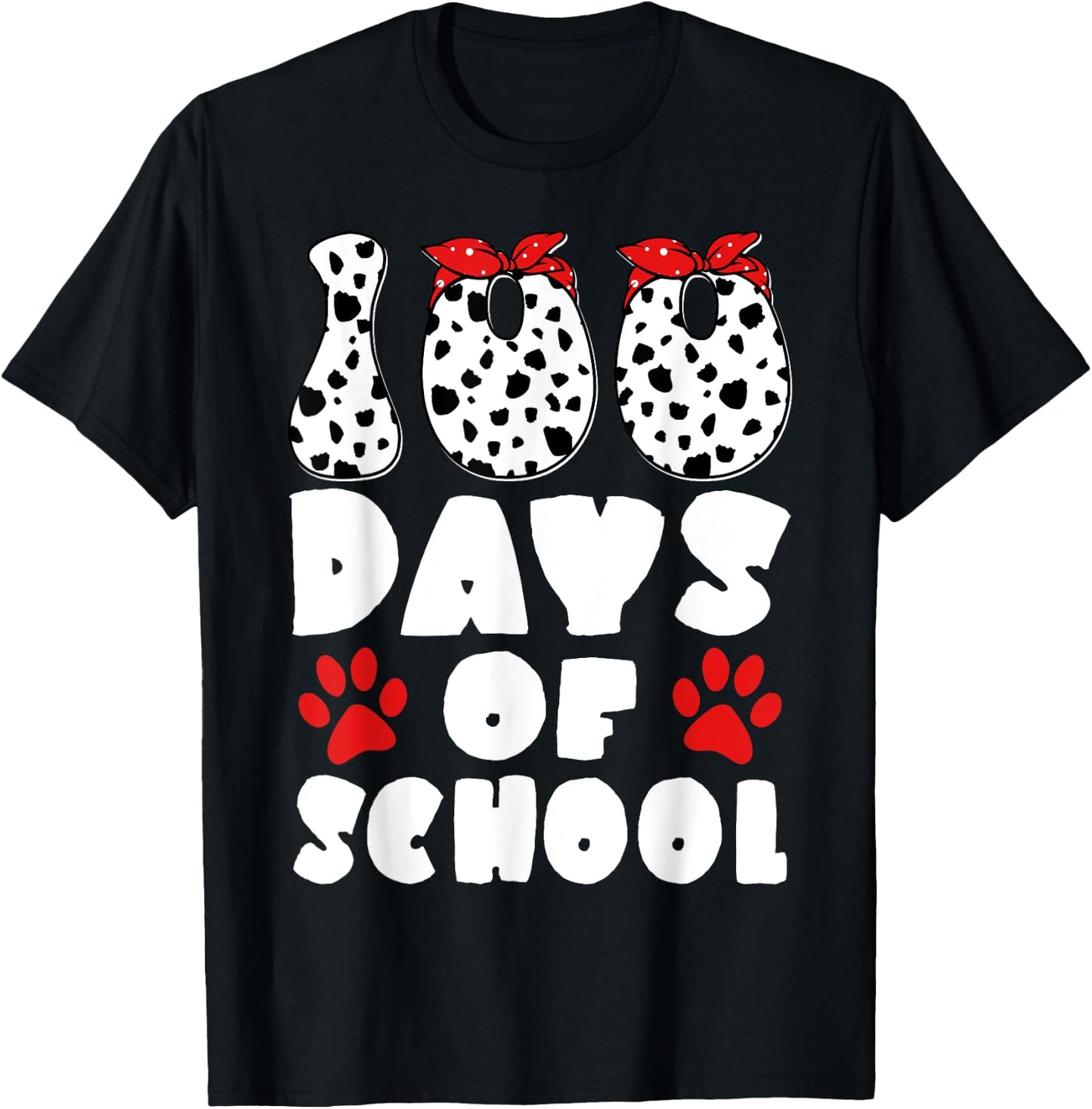 100 Days Of School Dalmatian Dog 100 Days Smarter Boys Girls T-Shirt - T-Shirt | Black