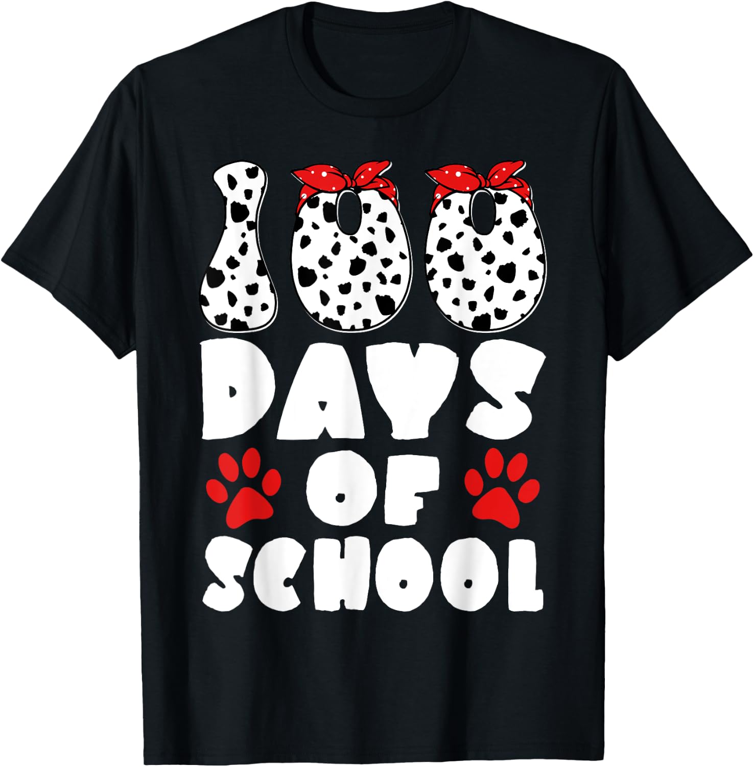 100 Days Of School Dalmatian Dog 100 Days Smarter Boys Girls T-Shirt - T-Shirt | Black