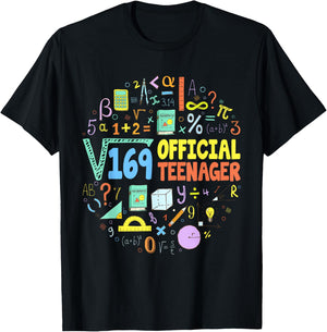 Square Root Of 169 13 Years Old Official Birthday Gifts Boys T-Shirt - T-Shirt | Black