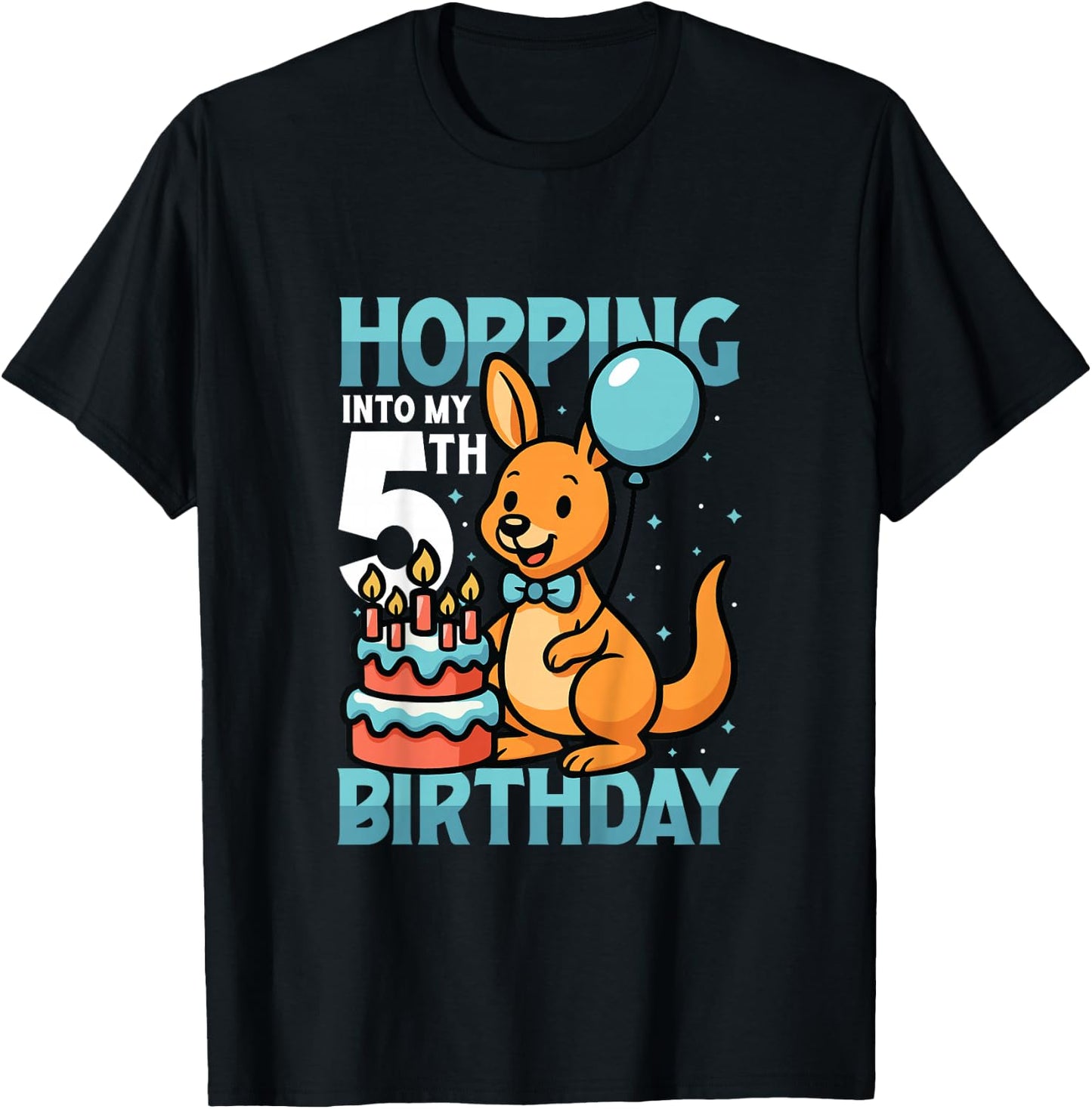 Kids Hopping Into My 5th Birthday Boys 5th Birthday Kangaroo T-Shirt - T-Shirt | Black