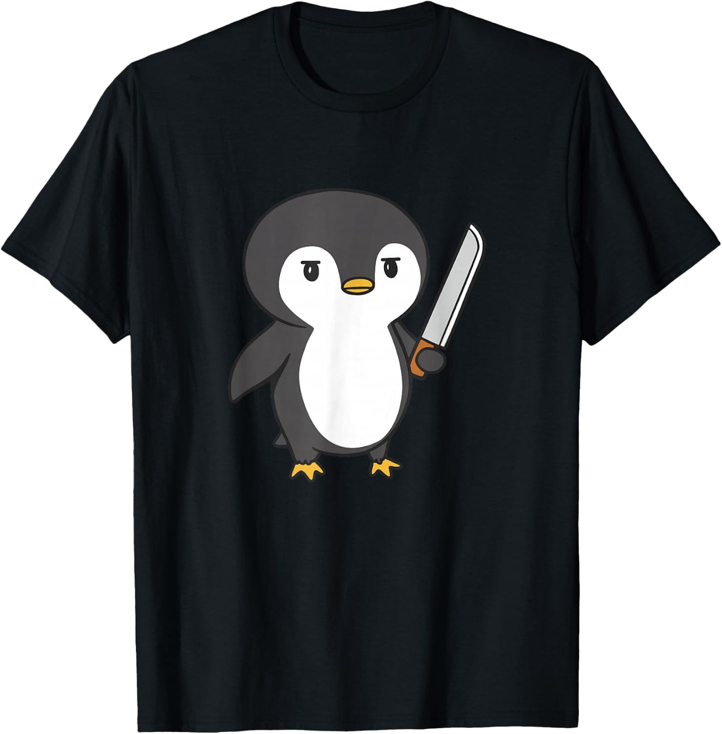 Funny Murderous Penguin Knife T-Shirt - T-Shirt | Black