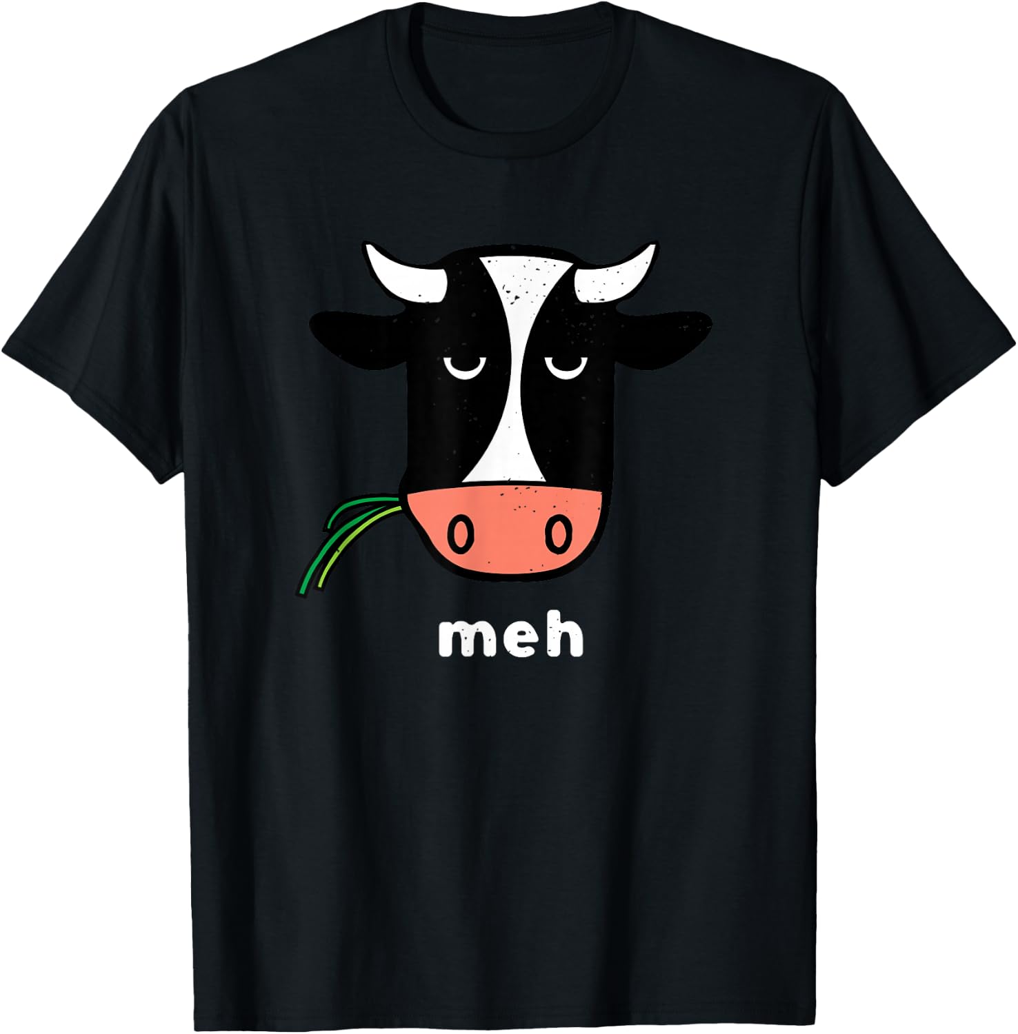 Meh Cow Not In The Mood Cow Funny Grumpy Cow T-Shirt - T-Shirt | Black