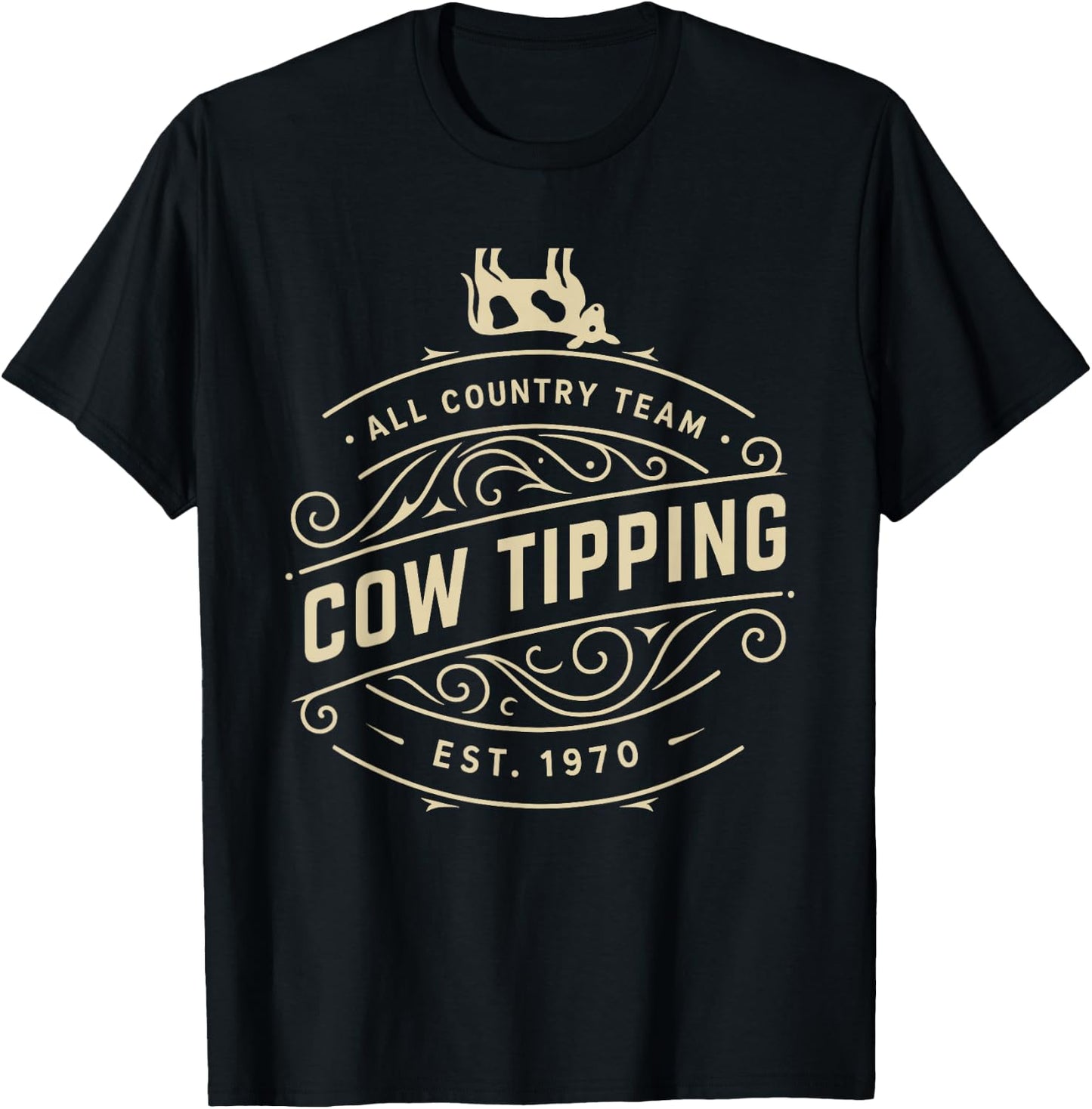 Cow Tipping Country Cowboy Western Farm T-Shirt - T-Shirt | Black