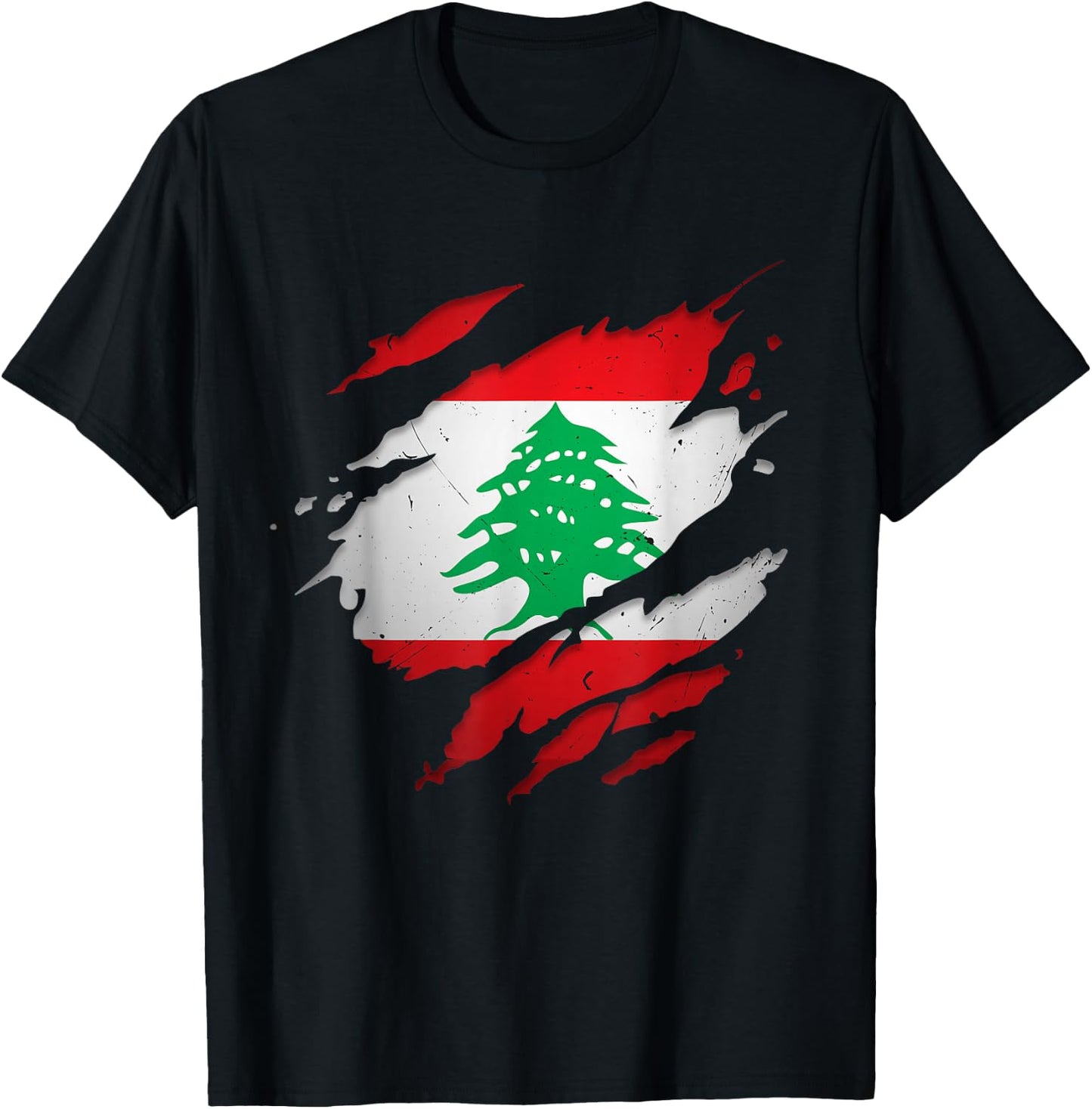 Stolze libanesische Hemden | zerrissene Libanon-Flagge T-Shirt - T-Shirt | Black