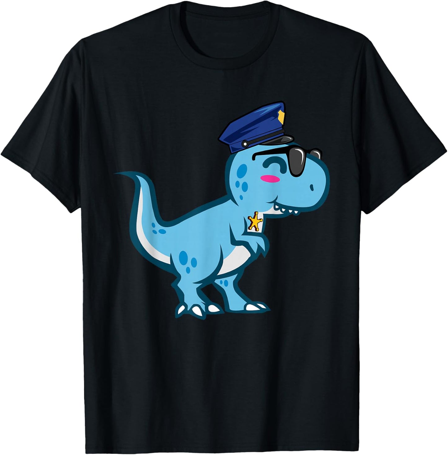 Police Officer Appreciation Design and Gifts Police T-Rex Tyrannosaurus Rex Dinosaur , Women & Kids - , Black, Small, Short Sleeve, Classic Fit, Cotton Blend T-Shirt - T-Shirt | Black
