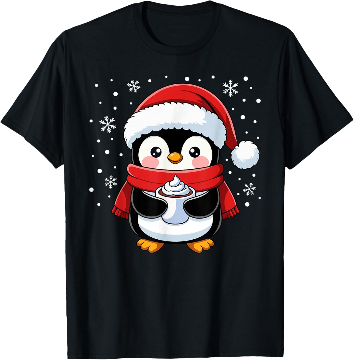 Penguin Christmas Santa Claus Cute Penguin Love Animal , Black, S T-Shirt - T-Shirt | Black