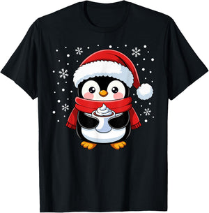 Penguin Christmas Santa Claus Cute Penguin Love Animal , Black, S T-Shirt - T-Shirt | Black