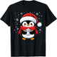Penguin Christmas Santa Claus Cute Penguin Love Animal , Black, S T-Shirt - T-Shirt | Black