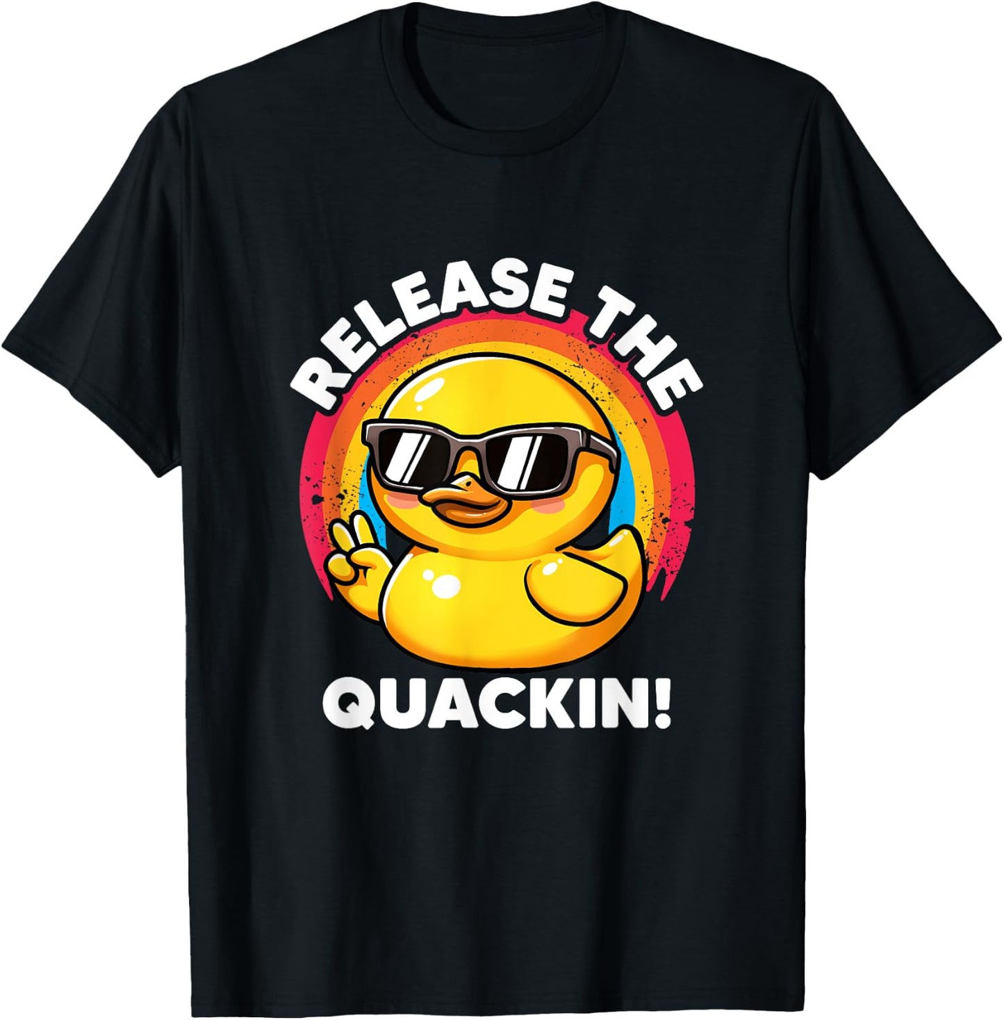 Release The Quackin I Love Duck Lovers Funny Yellow Duck T-Shirt - T-Shirt | Black