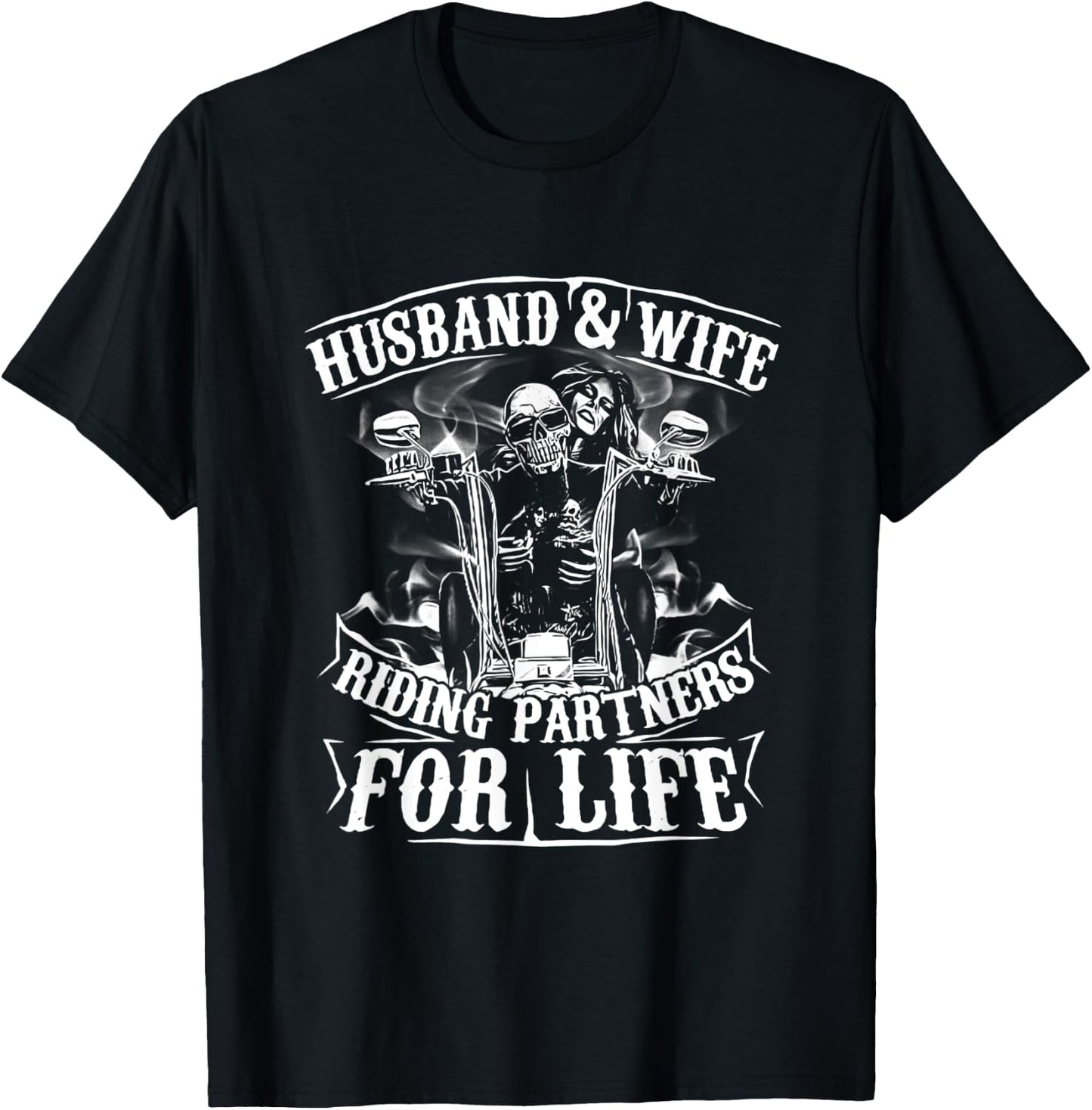 Totenkopf Paar Ehemann und Ehefrau Reitpartner fürs Leben T-Shirt - T-Shirt | Black