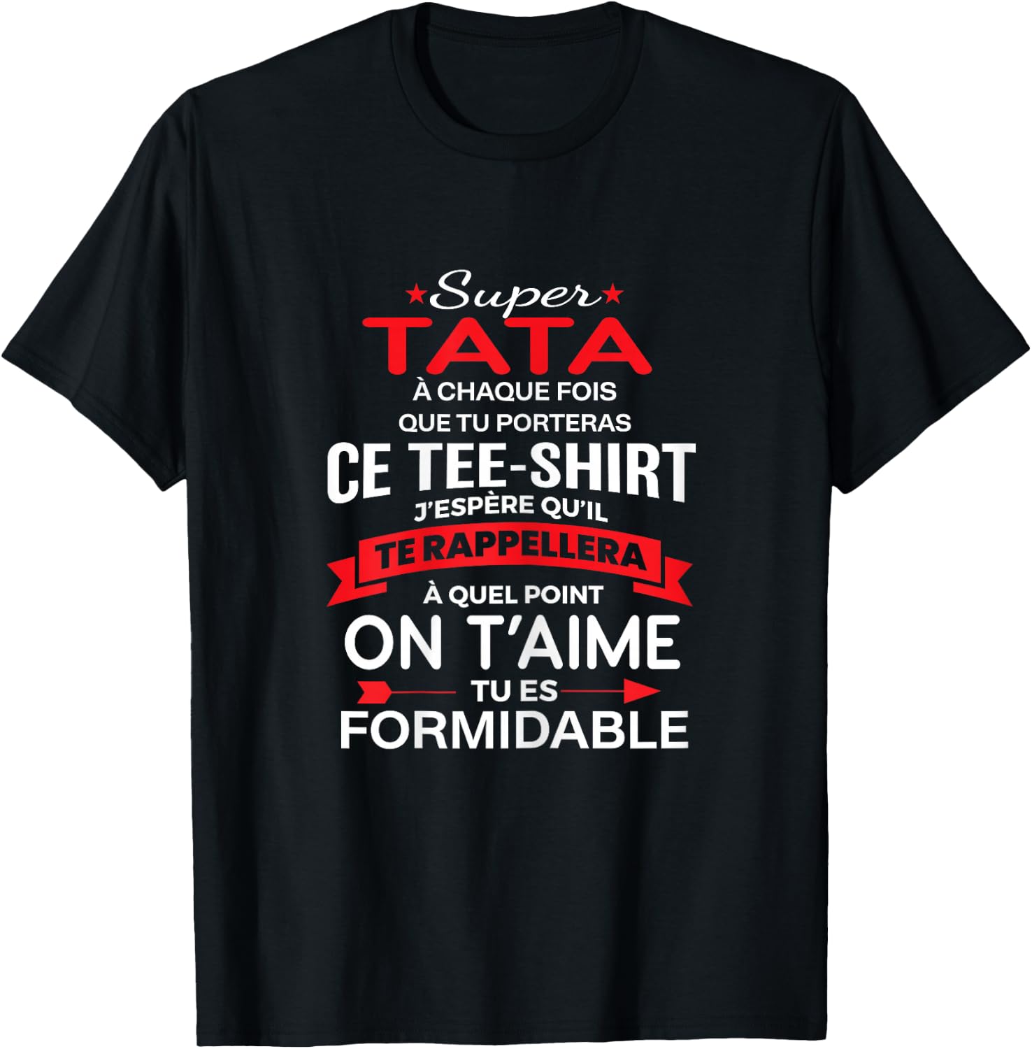 Super Tata on t'aime gift woman Tata , Black T-Shirt - T-Shirt | Black