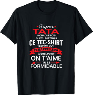 Super Tata on t'aime gift woman Tata , Black T-Shirt - T-Shirt | Black