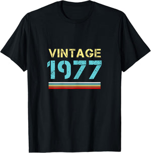 Vintage 1977 T Shirts Retro Funny 1977 Birthday T-Shirt - T-Shirt | Black
