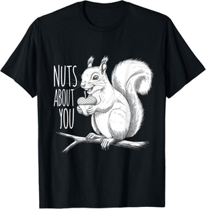 Nuts About You Squirrel Romantic Design for Couples T-Shirt - T-Shirt | Black