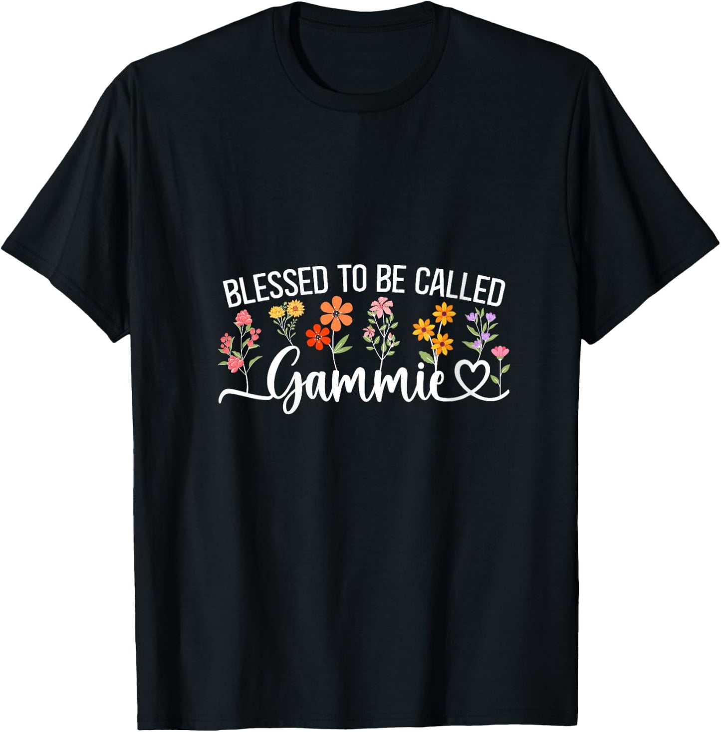 Women's Blessed to Be Called Gammie Floral Mother's Day V-Neck T-Shirt - T-Shirt | Black