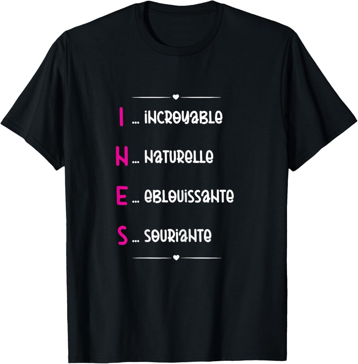 Ines Prenom Personnalisé Femme Cadeau Prenom Ines Girls' , Black T-Shirt - T-Shirt | Black