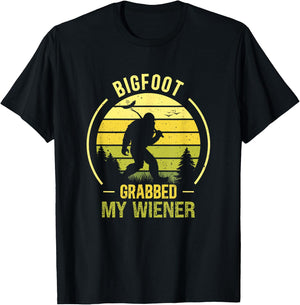 Bigfoot Grabbed My Wiener Funny BBQ Sasquatch T-Shirt - T-Shirt | Black