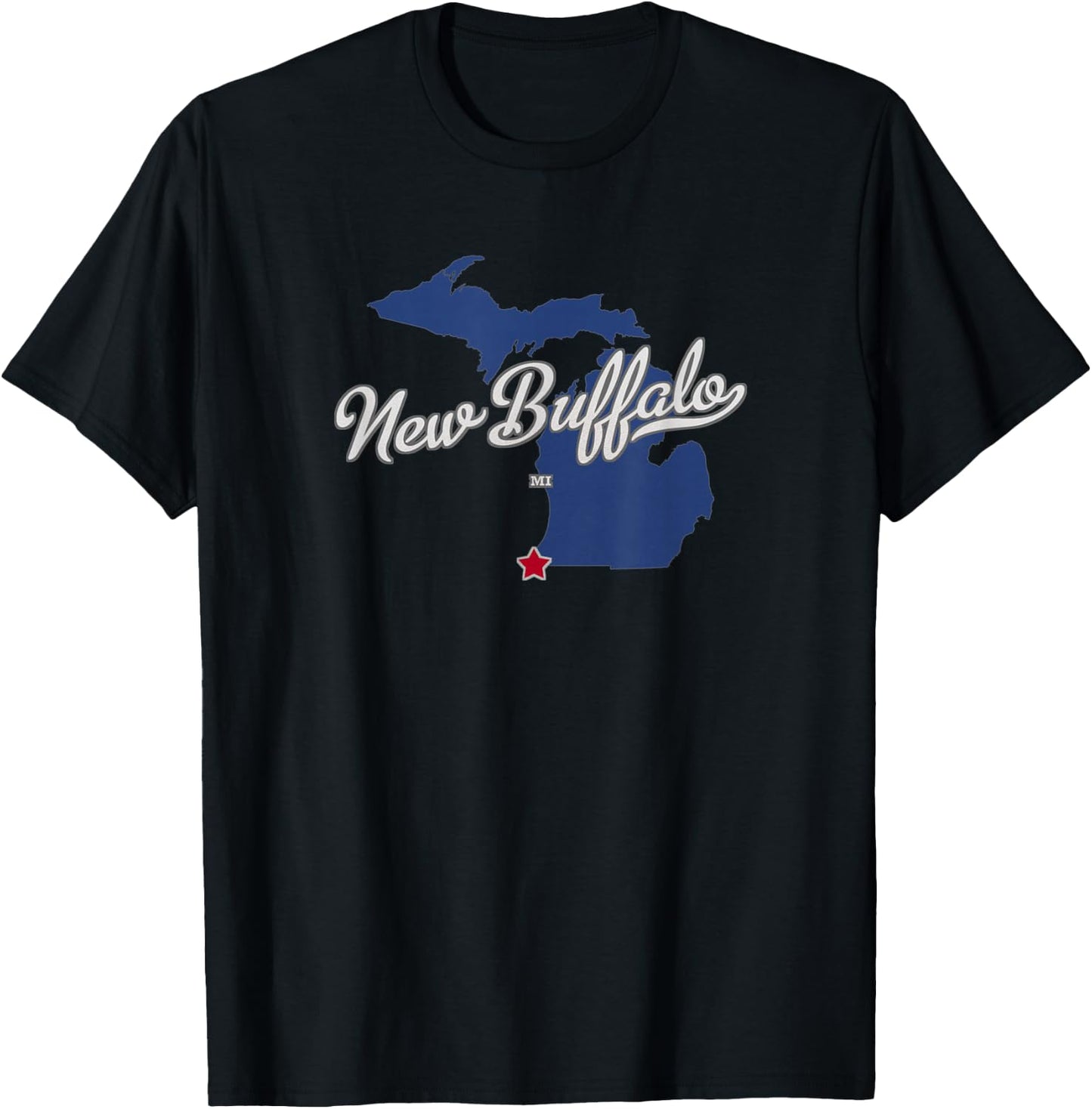 New Buffalo Michigan MI Map T-Shirt - T-Shirt | Black