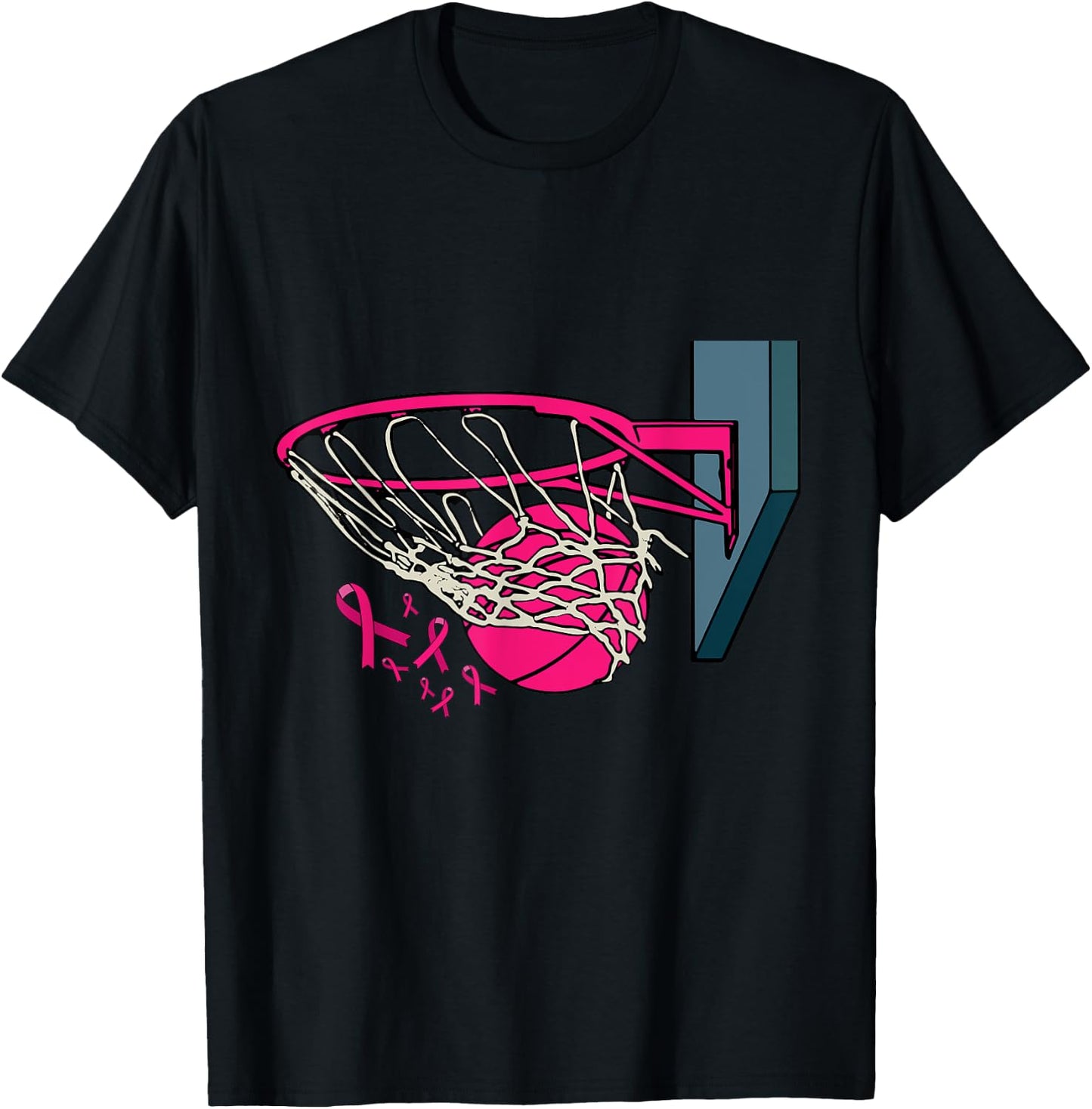 Basketball Player Pink Ribbon Breast Cancer Awareness Sport T-Shirt - T-Shirt | Black