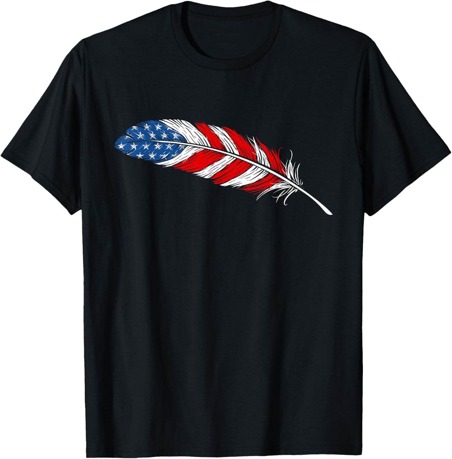 Native American Feather Flag - Indian Pride Veteran July 4th T-Shirt - T-Shirt | Black