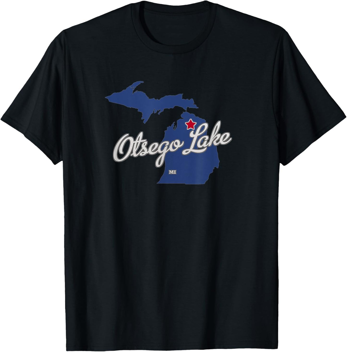 Otsego Lake Michigan MI Map T-Shirt - T-Shirt | Black