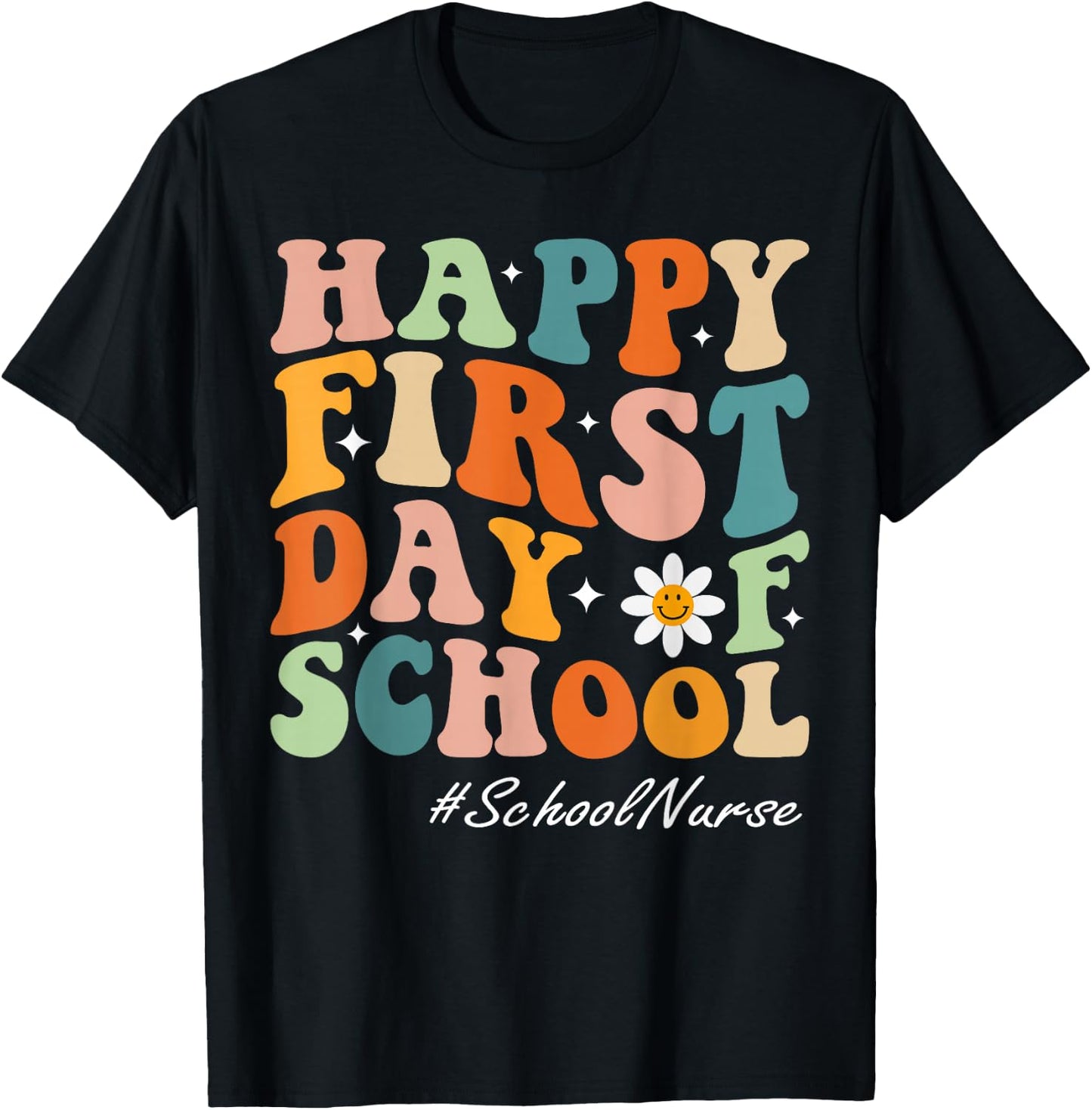 Happy First Day of School Nurse groovy retro back to school T-Shirt - T-Shirt | Black