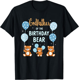 Birthday Bear Daddy Godfather Of The Birthday Boy T-Shirt - T-Shirt | Black